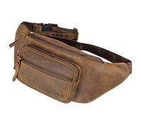 STILORD Brodie Sac Banane Zippé en Cuir Sac de Ceinture Réglable Sacoche Banane Pochette Ventrale Sac Banane idéal Sport Voyages Cuir Véritable Couleur:vinto - Marron