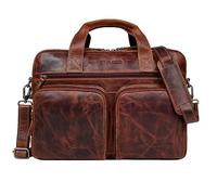 STILORD Caesar Porte-Documents en Cuir pour Ordinateur Portable 15,6 Pouces Vintage Sac à Bandoulière DIN A4 Mallette Sac d'affaires Couleur:Milano - Marron