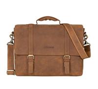 STILORD 'Calvin' Grande Serviette d'affaires Unisexe Cartable pour Hommes et Femmes Sac à l'Épaule Vintage Sac Messager en Cuir Véritable, Couleur:Tan - Marron - Scuro