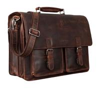STILORD 'Clarence' Serviette Cuir A4 Vintage Grande Sac d'affaires Porte-Documents Cartable pour Trolley, Couleur:Zamora - Marron