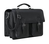 STILORD 'Cory' Serviette Cuir Homme Femme Grand Sac Enseignant XL Cuir Véritable 15.6 pouces Ordinateur Sac Business Vintage avec Sangle Valise, Couleur:noir
