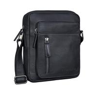 STILORD 'Dain' Petit Sacoche Homme Bandoulière en Cuir Véritable - Sac à Main Vintage, Besace à l'Épaule, Bon Cadeau, Couleur: Noir