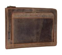 STILORD 'Dillon' Conférencier Cuir A4 Organiseur Sacoche Ordinateur 13,3 Pouces Homme Femme Agenda Portfolio Serviette Porte Document Cuir Véritable, Couleur:Calais - Marron