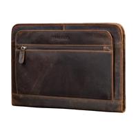 STILORD 'Elton' Conférencier A4 Cuir Véritable Vintage Organiseur Porte-Documents Housse pour MacBooks de 13,3 Pouces Classeur Portfolio en Cuir, Couleur:Soria - Marron