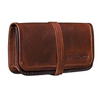 STILORD 'Flavio' Vintage Blague à Tabac Étui à Tabac Hommes et Femmes Pochette à Tabac en Cuir Portefeuille avec Lacet, Couleur:Cognac - Marron foncé