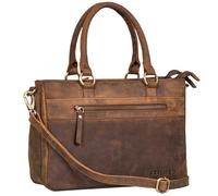 STILORD 'Frauke' Sac a main en cuir organisé Femme Vintage Sac-à-bandoulière Shopper Messenger Sac-en-cuir Sacs de bureau à poignée Cuir véritable, Couleur:vinto - marron
