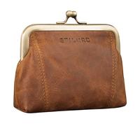 STILORD 'Goldie' Petit Porte Monnaie Femme Cuir véritable Vintage Portefeuille Fermoir Clic Clac Retro Portefeuille pour Femme Cuir Porte-Monnaie à Clip, Couleur:Marron Moyen