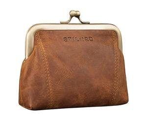 STILORD Goldie Petit Porte Monnaie Femme Cuir véritable Vintage Portefeuille Fermoir Clic Clac Retro Portefeuille pour Femme Cuir Porte-Monnaie à Clip Couleur:Marron Moyen
