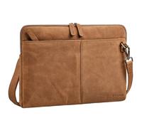 STILORD "Graham Sacoche Ordinateur 15.6 Pouces Cuir Étroit Cartable Cuir Véritable Sac Ordi Portable Grand Sac Bandoulière Pc Portable avec Sangle Amovible Homme & Femme Couleur:tan - marron - scuro