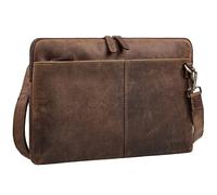 STILORD "Graham Sacoche Ordinateur 15.6 Pouces Cuir Étroit Cartable Cuir Véritable Sac Ordi Portable Grand Sac Bandoulière Pc Portable avec Sangle Amovible Homme & Femme Couleur:zamora - marron