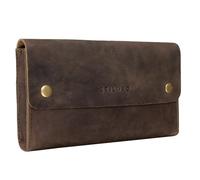 STILORD 'Griffin' Trousse Cuir Vintage Étui élégant idéal comme Sac Scolaire Organiseur Pochette Porte-Monnaie Bourse en Cuir Véritable, Couleur:Marron Moyen