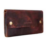 STILORD 'Griffin' Trousse Cuir Vintage Étui élégant idéal comme Sac Scolaire Organiseur Pochette Porte-Monnaie Bourse en Cuir Véritable, Couleur:Kara - Cognac