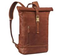 STILORD 'Harriet' Sac à Dos Roll Top Cuir Sac à Dos de Vélo Grand Daypack XL SacBandoulière Vintage pour Ordinateur 15,6-17 Pouces Sac de Voyage en Cuir Véritable, Couleur:Cognac Marron