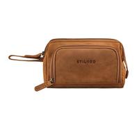 STILORD 'Henry' sac à poignet homme cuir grande trousse de toilette XXL trousse à plume voyage organisateur pochette cosmétique sac à main, Couleur:tan - marron - scuro