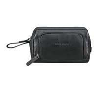 STILORD 'Henry' sac à poignet homme cuir grande trousse de toilette XXL trousse à plume voyage organisateur pochette cosmétique sac à main, Couleur:noir