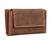 STILORD 'Ira' Portefeuille Femme Cuir RFID Porte-Monnaie Vintage avec Protection NFC Porte-Carte Bancaire Bourse Monnaie Rétro Pochette en Cuir Véritable, Couleur:Bergamo - Marron