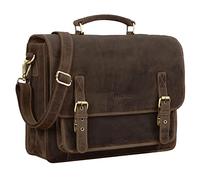STILORD 'James' Sac de Professeur Cuir Vintage Cartable pour Enseignant Professeur Sac à Bandoulière pour PC Portable A4 en Cuir véritable, Couleur:Marron Moyen