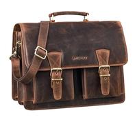 STILORD 'Jeffrey' Cartable en Cuir Véritable - Grande Sacoche Enseignant Porte Document Hommes & Femmes - Sac d'Ordinateur 15,6 Pouces - Sac Bandoulière avec Fixation Trolley, Couleur:Soria - Marron