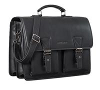 STILORD 'Jeffrey' Cartable en Cuir Véritable - Grande Sacoche Enseignant Porte Document Hommes & Femmes - Sac d'Ordinateur 15,6 Pouces - Sac Bandoulière avec Fixation Trolley, Couleur:princeton - nero