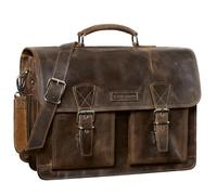 STILORD Jeffrey Cartable en Cuir Véritable - Grande Sacoche Enseignant Porte Document Hommes & Femmes - Sac d’Ordinateur 15,6 Pouces - Sac Bandoulière avec Fixation Trolley;Couleur:seppia - Marron
