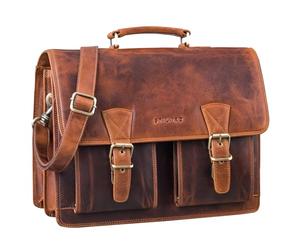 STILORD Jeffrey Cartable en Cuir Véritable - Grande Sacoche Enseignant Porte Document Hommes & Femmes - Sac d’Ordinateur 15,6 Pouces - Sac Bandoulière avec Fixation Trolley;Couleur:Porto - Cognac