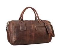 STILORD 'Jermaine' Sac de Voyage en Cuir Grand Taille Sac Weekend Multi-Poches - Sac Cabine Imperméables Cuir XL Bagage Cabine Cuir Vache - Sac Sport Hommes et Femmes, Couleur:Cognac - Marron foncé