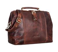STILORD 'Johannes' Vintage Mallette médicale Cuir Mallette médicale Sac Voyage Sac médecin Domicile Sacoche Cuir Serrure Insertion Antique, Couleur:Kara - Cognac