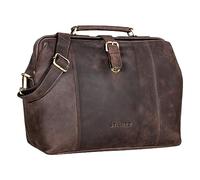 STILORD 'Johannes' Vintage Mallette médicale Cuir Mallette médicale Sac Voyage Sac médecin Domicile Sacoche Cuir Serrure Insertion Antique, Couleur:Marron - foncé