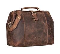 STILORD 'Johannes' Vintage Mallette médicale Cuir Mallette médicale Sac Voyage Sac médecin Domicile Sacoche Cuir Serrure Insertion Antique, Couleur:Marron Moyen