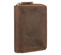 STILORD 'Kelsie' Pochette Porte Clef Cuir 3-en-1 Porte-clés Mini Porte-Monnaie et Porte-Cartes en Cuir Vintage, Couleur:Marron Moyen