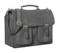 STILORD 'Kronos' Cartable Professeur Cuir Serviette Sac d'enseignant d'affaire Sacoche d'ordinateur Serviette Bureau Travail à Bandoulière, Couleur:Antracite