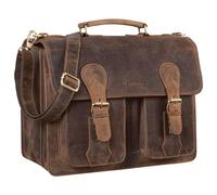 STILORD 'Kronos' Cartable Professeur Cuir Serviette Sac d'enseignant d'affaire Sacoche d'ordinateur Serviette Bureau Travail à Bandoulière, Couleur:Calais - Marron