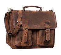 STILORD 'Kronos' Cartable Professeur Cuir Serviette Sac d'enseignant d'affaire Sacoche d'ordinateur Serviette Bureau Travail à Bandoulière, Couleur:seppia - Marron