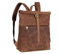 STILORD 'Lance' Sac à Dos Vélo Grand Sac à Dos Cuir Roll Top pour Homme Femme XL Sac Tyrolien Vintage Sac de Voyage pour PC 15.6 Pouces en Cuir Véritable, Couleur:Torino - Marron