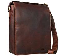 STILORD 'Lars' Vintage Sac Besace pour Hommes Sac Bandoulière Cuir pour Macbook 13,3 Pouces Documents DIN A4 Sac Messager Sac à l'Épaule, Couleur:Cognac - Marron foncé