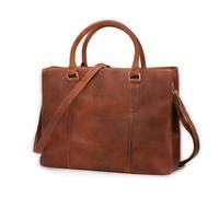 STILORD 'Lexa' Grand sac à main en cuir Femme Vintage Sac à bandoulière Shopper Messenger Sac en cuir Bureau Sac à anses Cuir véritable, Couleur:namibia - marron