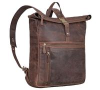 STILORD Leya Sac à Dos Rolltop en Cuir pour Femmes étanche - Sac à Dos pour Ordinateur Portable 15.6 | 16 | 17 Pouces - Sac à Dos pour d´Affaires, randonnée et vélo Couleur:Veleta - Marron