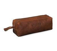 STILORD Linus Trousse en Cuir Plumier Vintage Pochette pour Crayons Étui Stylos Porte-Plume Scolaire Hommes et Femmes Couleur:Cognac Marron