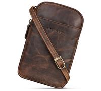 STILORD 'Loki' Sac Bandoulière Poitrine Cuir Vintage Sacoche Téléphone Porté a l'Épaule Petit Sac Croisé Crossbody Bag Pochette pour Smartphone Cuir Véritable, Couleur:Soria - Marron