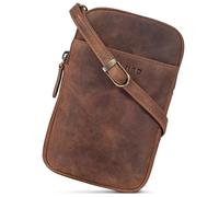 STILORD 'Loki' Sac Bandoulière Poitrine Cuir Vintage Sacoche Téléphone Porté a l'Épaule Petit Sac Croisé Crossbody Bag Pochette pour Smartphone Cuir Véritable, Couleur:Marron Moyen