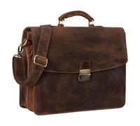 STILORD 'Loris' Serviette Homme Cuir Véritable XL Cartable avec Boucle Sac d'affaires Sac de Bureau Vintage Porte-Documents, Couleur:Kansas - Marron