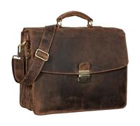 STILORD 'Loris' Serviette Homme Cuir Véritable XL Cartable avec Boucle Sac d'affaires Sac de Bureau Vintage Porte-Documents, Couleur:Calais - Marron