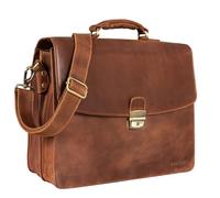 STILORD Loris Serviette Homme Cuir Véritable XL Cartable avec Boucle Sac d'affaires Sac de Bureau Vintage Porte-Documents Couleur:Andorra - Marron