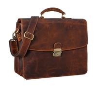 STILORD Loris Serviette Homme Cuir Véritable XL Cartable avec Boucle Sac d'affaires Sac de Bureau Vintage Porte-Documents Couleur:Florida - Marron