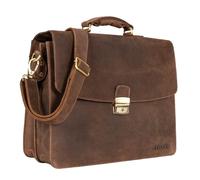 STILORD 'Loris' Serviette Homme Cuir Véritable XL Cartable avec Boucle Sac d'affaires Sac de Bureau Vintage Porte-Documents, Couleur:Veleta - Marron