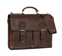 STILORD 'Ludger' Saccoche Ordi Portable 15,6 Pouces Cuir Sacoche Homme Bandouliere Professionnelles Porte Document Ordinateur Femme porte-documents sac scolaire, Couleur:cognac - marron foncé