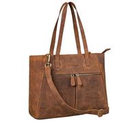 STILORD 'Madeleine' Sac Cartable Bandoulière Cuir pour Femmes Grand Sac à Main Vintage Élégant Sac Business Ordinateur 13,3 Pouces pour Travail Cuir Véritable, Couleur:avani - marron