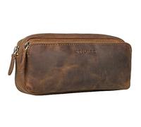 STILORD Melissa Grande Trousse Scolaire Cuir Trousse Stylo Adulte Plumier Vintage idéal comme Trousse de Maquillage Pochette Étui pour Crayons en Cuir Couleur:Marron Moyen