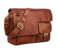 STILORD 'Mika' Sacoche Cuir Ordinateur 15.6 Vintage Sac à bandoulière pour Femme Homme Porte-Documents A4 Sac à l'épaule pour l'université et Travail, Couleur:Cognac Marron