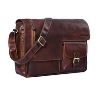 STILORD 'Mika' Sacoche Cuir Ordinateur 15.6 Vintage Sac à bandoulière pour Femme Homme Porte-Documents A4 Sac à l'épaule pour l'université et Travail, Couleur:Cognac - Marron foncé